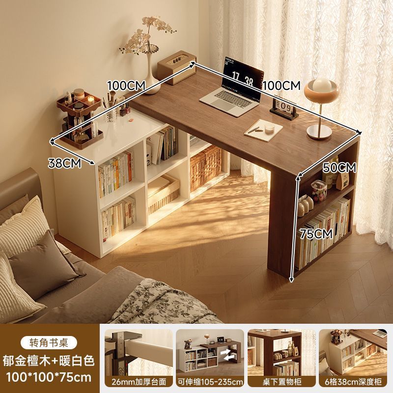 Corner desk bookshelf bookcase all-in-one table bedroom home extendable vanity corner computer desk office desk