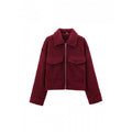 spring/autumn women's designer wool blend jacket: unique streetwear style, relaxed fit, cropped length