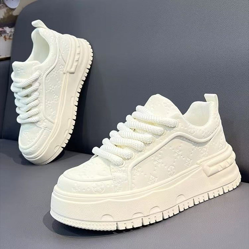 2026 spring new men's shoes: breathable, high-end, thick-soled, height-increasing white sneakers - youth sports & casual skate shoes for men
