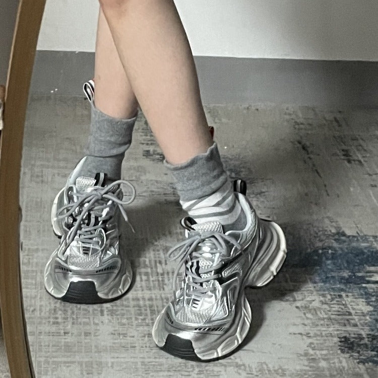 Dad shoes women's shoes 2026new arrivalsummereasiest for match show feet small silver best sellingthick sole lightweight casual sneakers