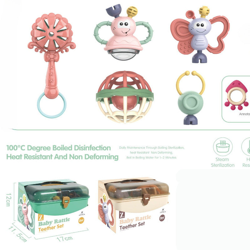 Cross-border export  newborn rattle set gift box baby baby children toothpaste combination soft rubber toy
