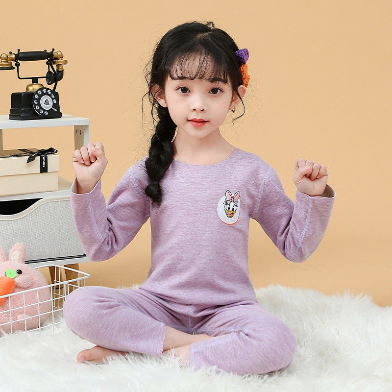 Children's  new double-sided german velvet solid color cut-to-fit autumn/winter warm clothing set - two-piece