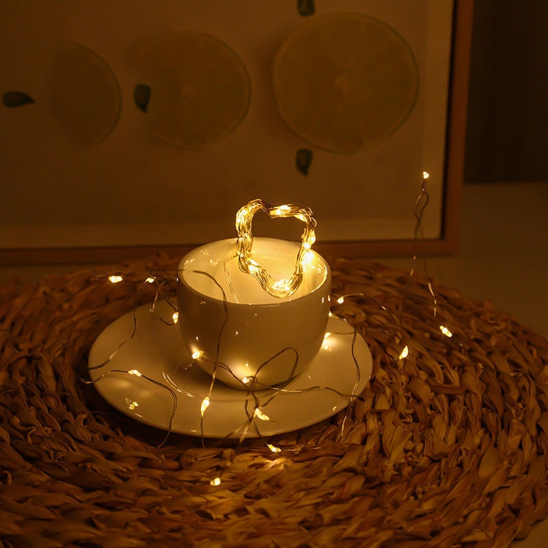 LED copper wire light gift box decorative light button light string bouquet dress button light battery box light copper wire light string light