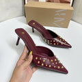 Za women's studded open-toe sandals & slides - 2025 summer new arrivals - stiletto heel, sexy high heel thong sandals for outdoor wear