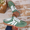 new women's color block german army trainers (gats) - flat, breathable, comfortable, casual sneakers - versatile lace-up loafers