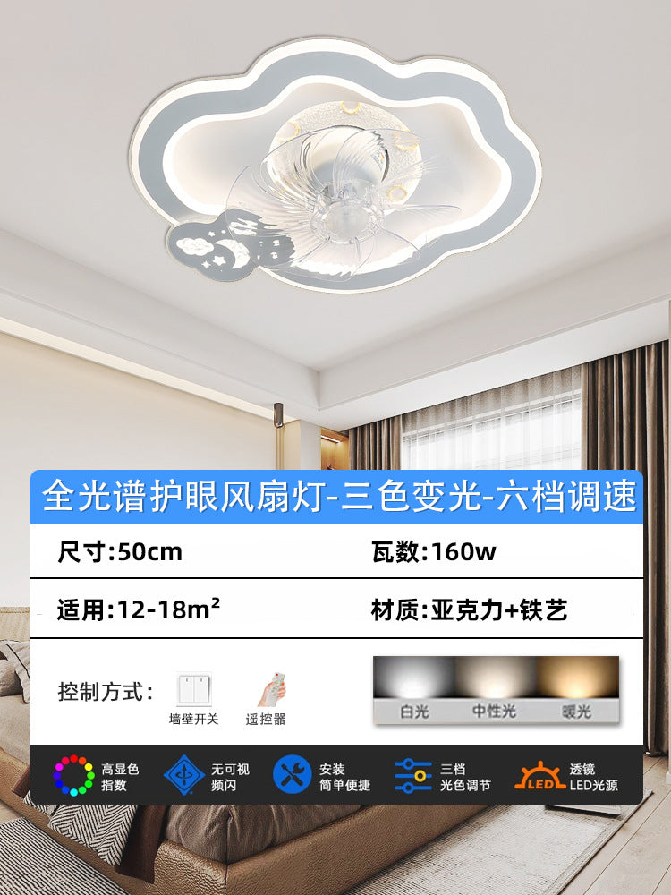 Bedroom fan light ceiling integrated dining room full spectrum study intelligent voice with electric fan Zhongshan home improvement lighting