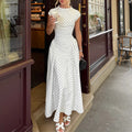 cross-border e-commerce european and american women's clothing: new summer collection - french polka dot round neck, slim-fit, a-line maxi dress