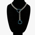 2024 new cross-border multi-color heart & o-ring adjustable punk cuban long necklace - couple's style