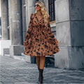 fashion women's clothing   autumn fashion v necklong sleeves leaf mid-waist large swing dress