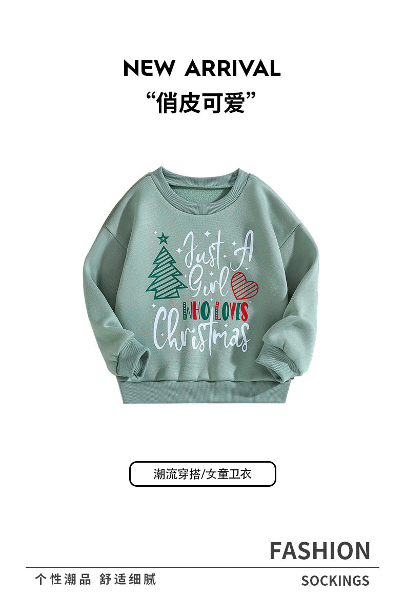 Export spring autumkids round neck children's sweatshirt cartoon printingcutecasual fleece long sleeves pullover girl tops