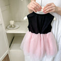 Girls' summer dress: new style baby girl dress, kids' fashionable and versatile black tank top with tulle skirt
