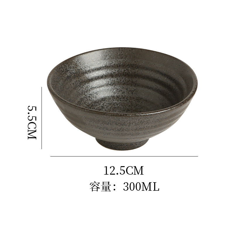 Japanese-style retro ceramic rice bowl - underglaze decoration, high-value design - suitable for restaurants, hotels, home use, and business settings - also ideal as a ceramic dessert bowl