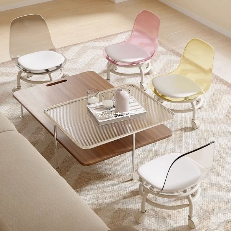 Acrylic stool silent universal wheel children with baby toddler stool net pulley small chair home low stool beautiful seam