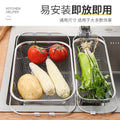 Drain basket, vegetable basin, kitchen dishes, drain rack, tableware, telescopic multi-functional stainless steel sink, pool drain rack