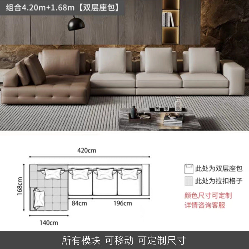 Lawrence genuine leather sofa italian normcore large and small apartment house villa customer corner sofa modern straight row leather sofa