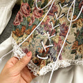 spring/summer new arrival: designer retro floral tie-up vest overdress, midi a-line puff shirt dress