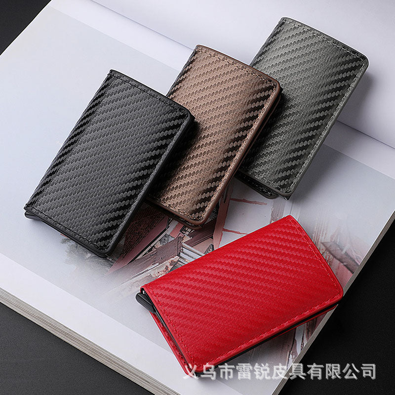 Men's anti-theft brush RFID small card bag, carbon brazing change bag, multi-card elastic card aluminum box, anti-magnetic large-capacity card sleeve