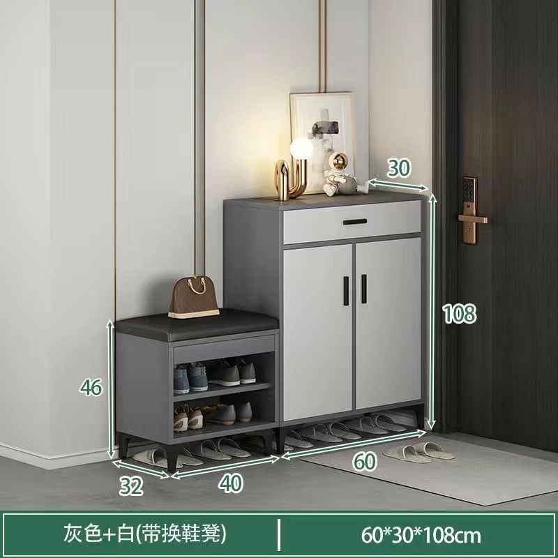 Entryway shoe cabinet storage organizer, large capacity shoe rack, indoor home shoe cabinet, hallway aisle shoe changing bench