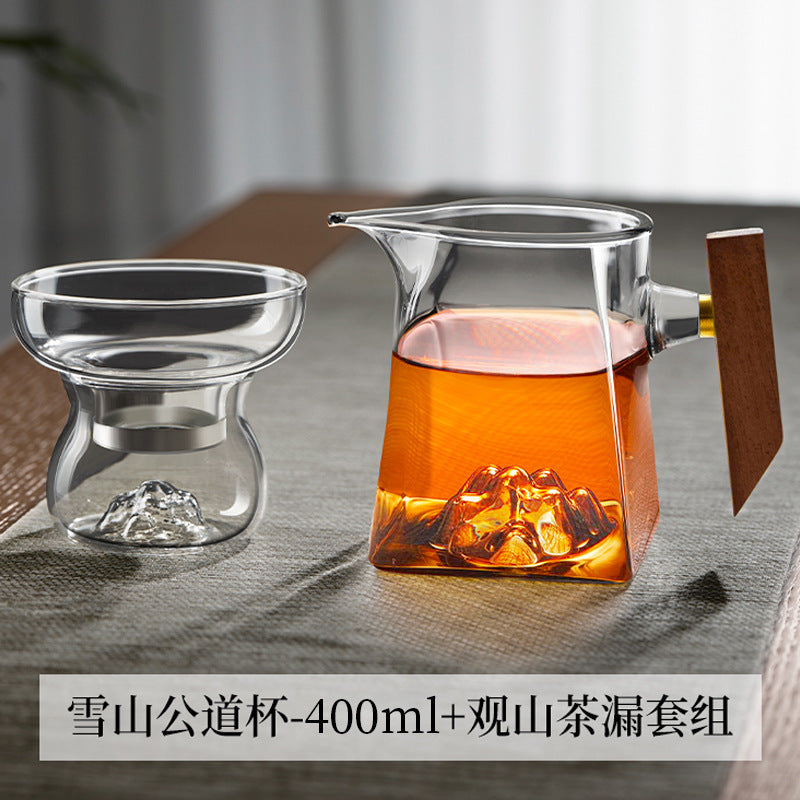 Guanshan cup fair cup with handle and filter glass fair cup square public cup tea drain set tea set tea cup