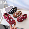 Kids winter half mule birkenstock shoes new arrivalk-stylegirlfashion rhinestone heattech cotton shoes for children