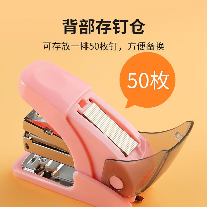 Mini labor-saving stapler with staple compartment Creative multi-functional office Binding machine for primary school students Children are cute