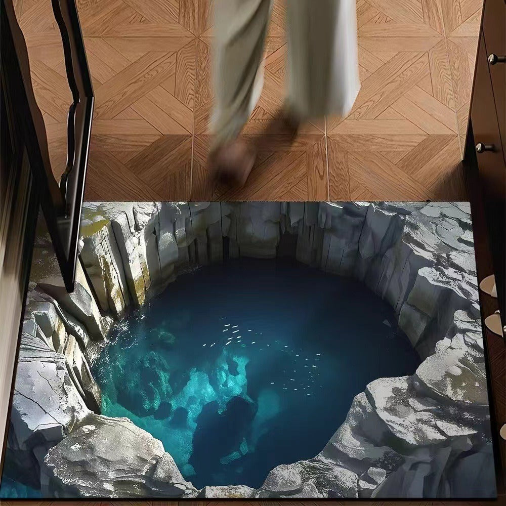 visual trap floor mat flannelfor home bathroom toilet absorbent non-slip mat entrance door mat