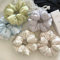 Cream satin scrunchie hair tie - soft, padded, polka dot pillow hair band - sleep hair tie - elastic hair rope