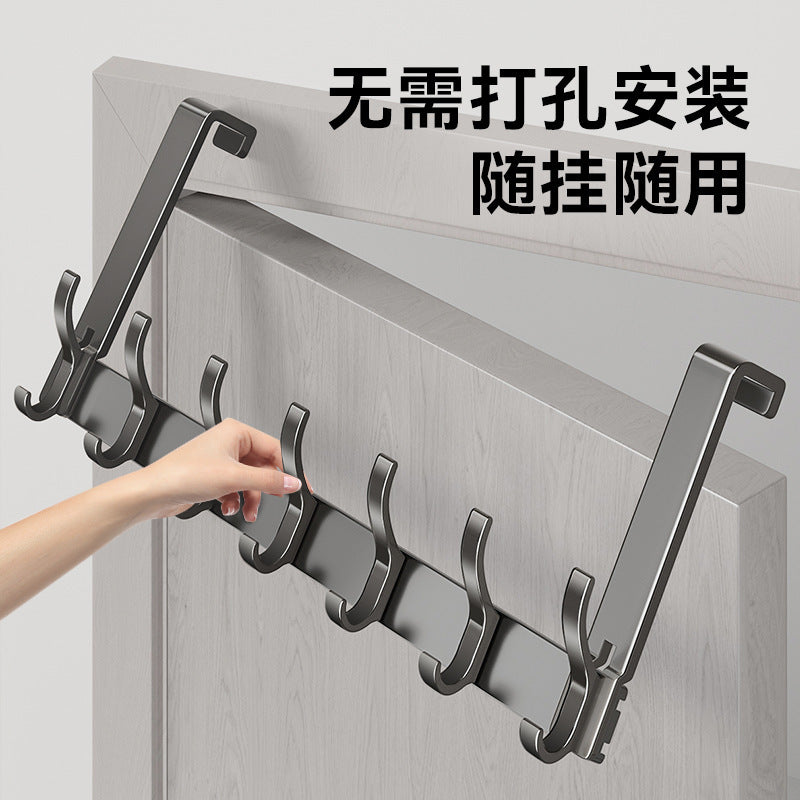 Over-the-door hook - no drilling required, universal for bedroom & bathroom, space aluminum, extra wide, heavy-duty, rustproof, multi-purpose storage