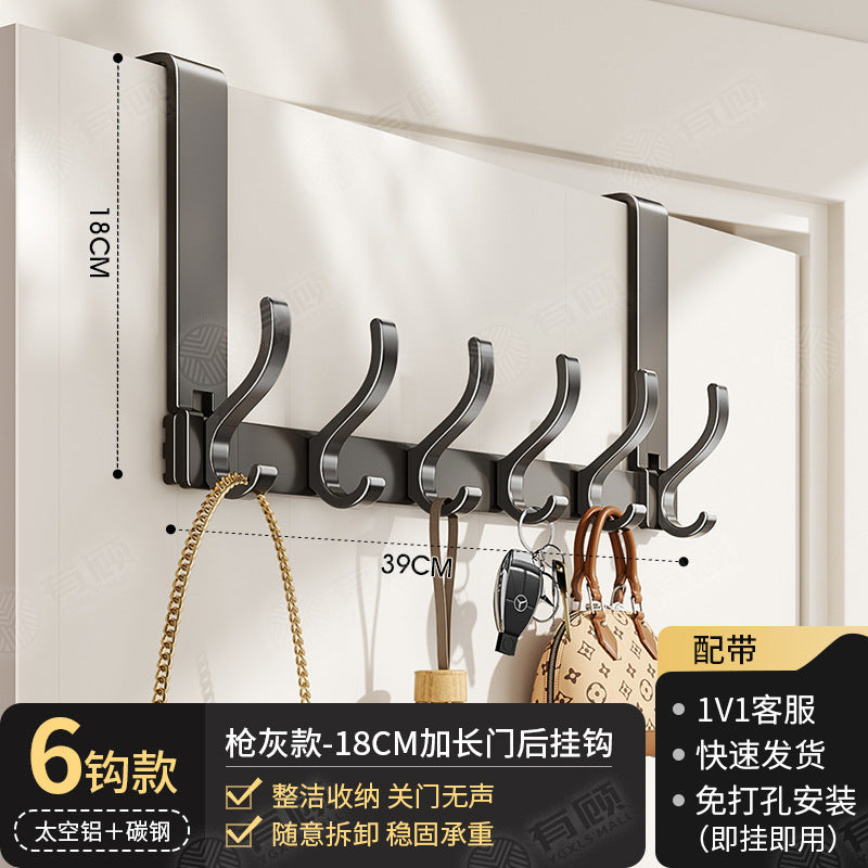 Over-the-door hook - no drilling required, universal for bedroom & bathroom, space aluminum, extra wide, heavy-duty, rustproof, multi-purpose storage