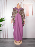 Hot diamond urban casual round neck dress african  women's clothing fat plus size leopard print long robe