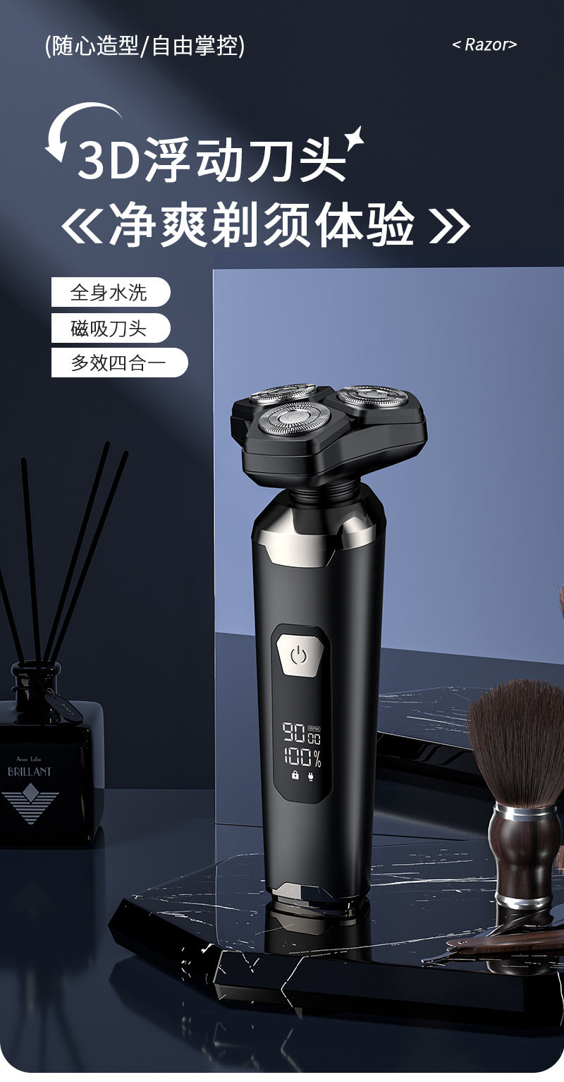 Magnetic floating foil 3-blade electric shaver for men, full body washable, usb quick charge, cross-border shaving razor