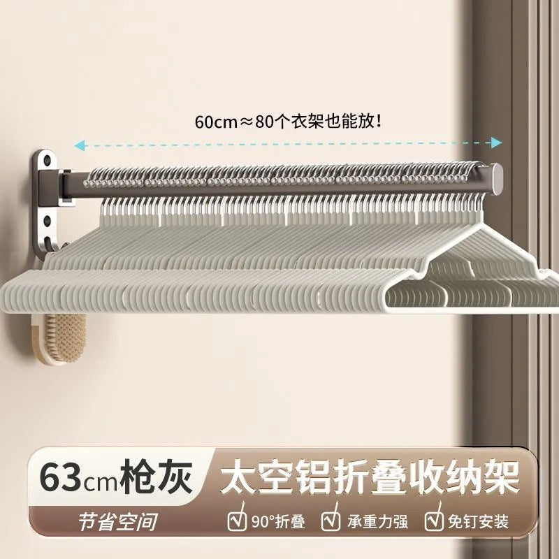 Indoor punch-free wall-mounted clothes hanger storage rack retractable balcony for homefoldable clothes drying rack storage rack