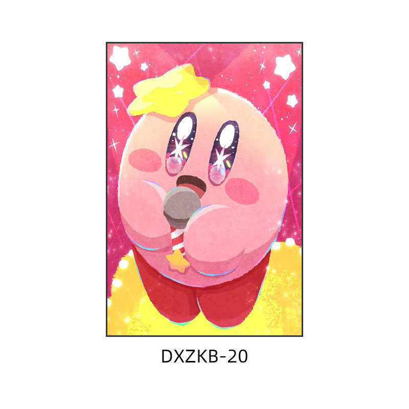 Star Kirby decorative painting pink girl bedroom children's room hanging painting cartoon animation cute princess bedside mural