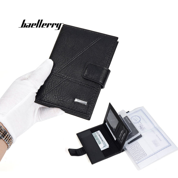 New men's wallet  multi-functional magnetic buckle PVC credit card wallet solid color multi-card passport holder wholesale