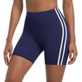 new striped high-waisted peach lift 3/4 leggings - color block breathable sports running yoga shorts for women