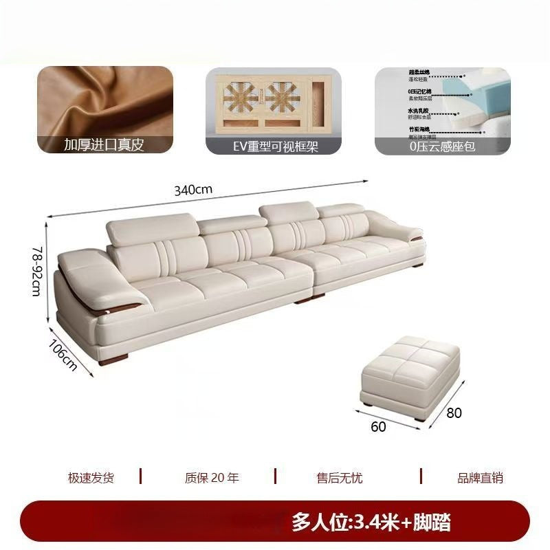 2025 new genuine leather sofa set, modern leather furniture for home living room, top grain cowhide sofa