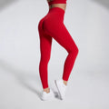 Seamless basic yoga high-waisted butt-lifting workout leggings with back v-shape design
