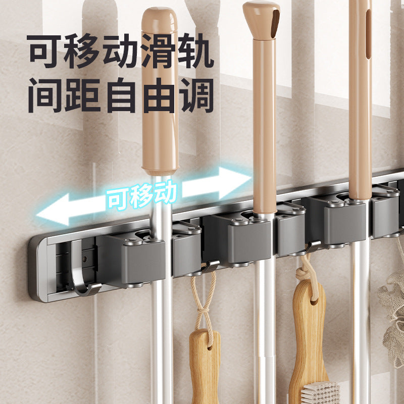 Powerful mop clip Wall hanging mop hook Fixed buckle artifact No punching toilet Bathroom storage broom rack