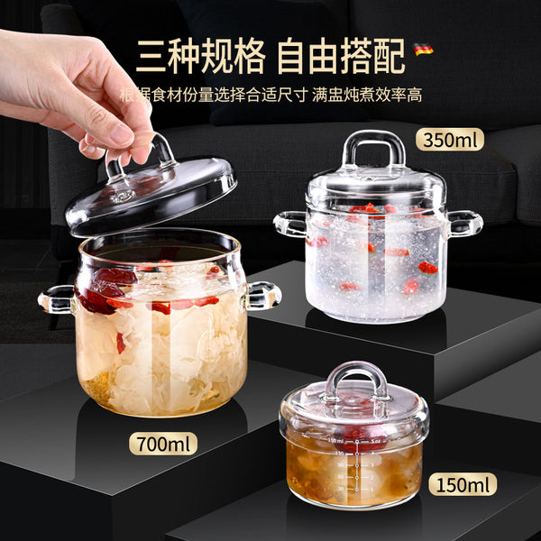 One person bird's nest stew cup, water-proof slow stew soup stew pot, stew soup cup with lid, high temperature resistant glass stew bird's nest sub-bottling
