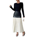 Amazon fashion cross-border women's new contrast color pleated skirt