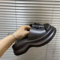 2025 summer new one-strap platform heeled slides - women's wedge sandals with thick sole for height increase, beach shoes, and lazy day comfort