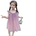 Girls'  new princess dress, stylish children's konjac purple dress, summer formal wear, baby dress, summer style