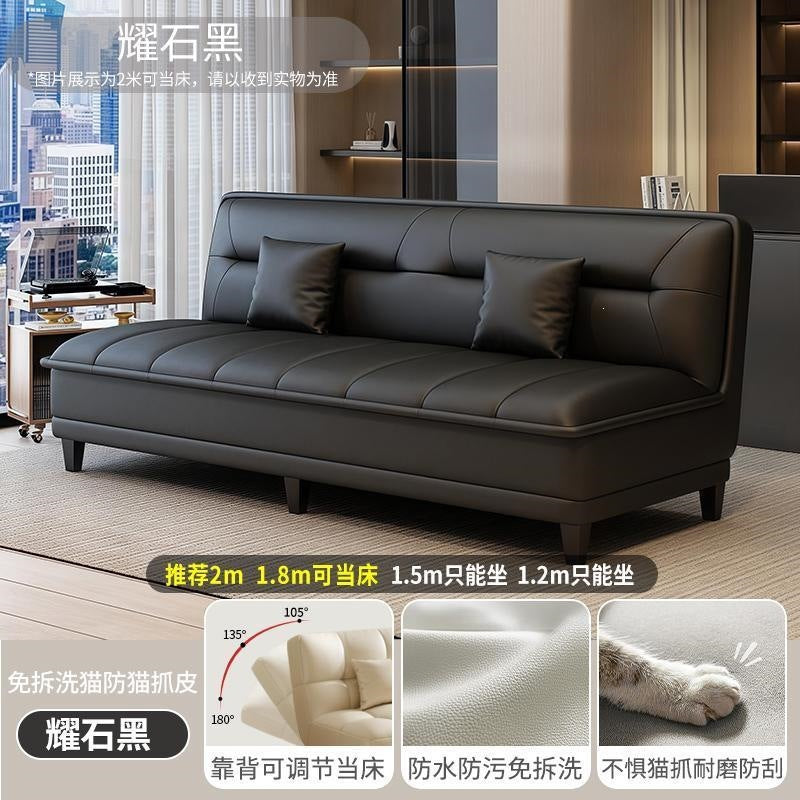 Foldable dual-purpose sofa bed, multi-functional small apartment living room straight-row sofa, rental house economical casual no-wash sofa