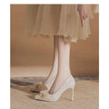 2025 new french champagne rhinestone floral platform heels - women's petite high heels for weddings and special occasions