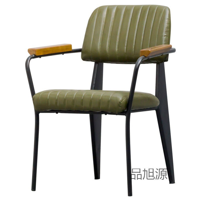 American industrial style restaurant wrought iron dining chair retro cafe casual armrest chair barbecue hot pot shop leather chair