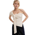cross-border european and american women's summer high-end, cool, and chic "queen bee" style t-shirt - off-the-shoulder, sexy, sleeveless top