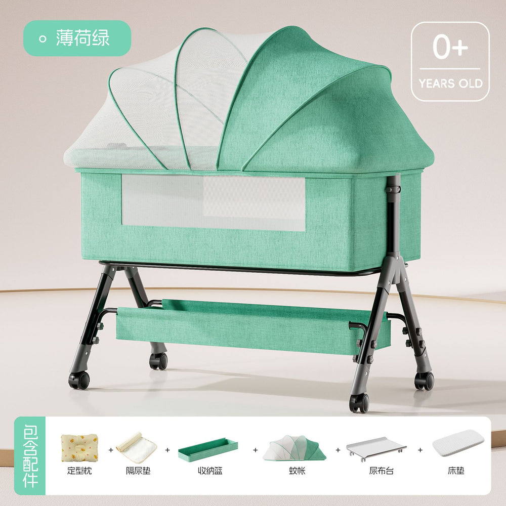 Baby crib - portable, foldable, multi-functional bassinet - convertible to full-sized bed for newborns
