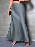 Export cross-border satin satin skirt spring and summer new arrivalfashion  casualartificial silk long skirt women's clothing
