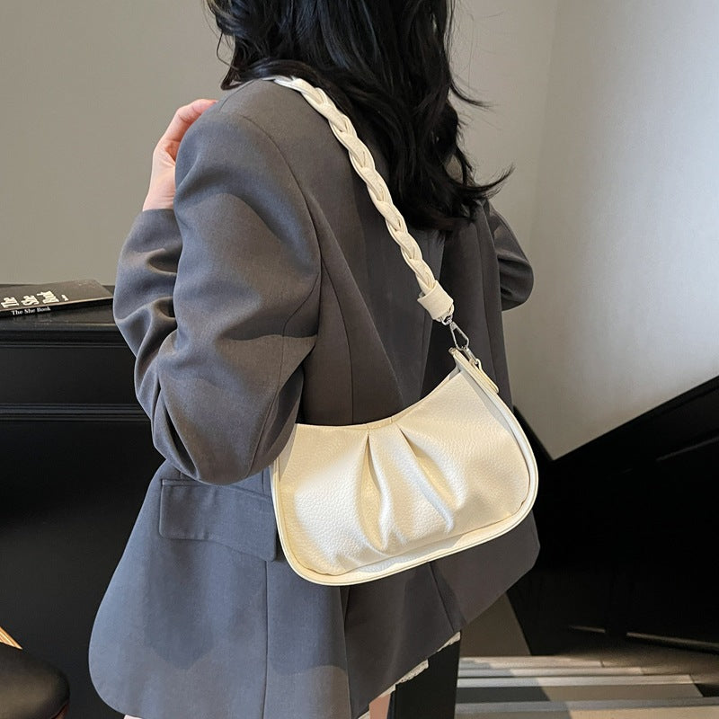 Foreign order this year's popular bag women's 2025 new fashion and casual versatile shoulder underarm bag pleated messenger bag