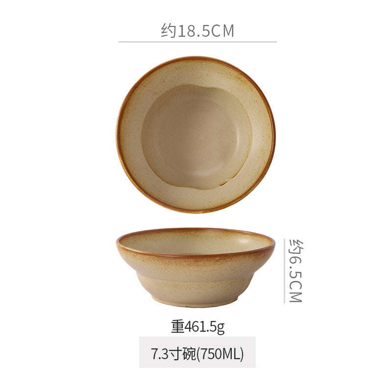Vintage aesthetic ceramic rice & dessert bowl - high-end tableware for restaurants & hotels - fruit salad, snack, and breakfast bowl
